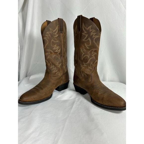 Ariat Heritage Style Brown Leather Western Cowboy Boots Mens Sz 11.5 EE - Picture 1 of 9